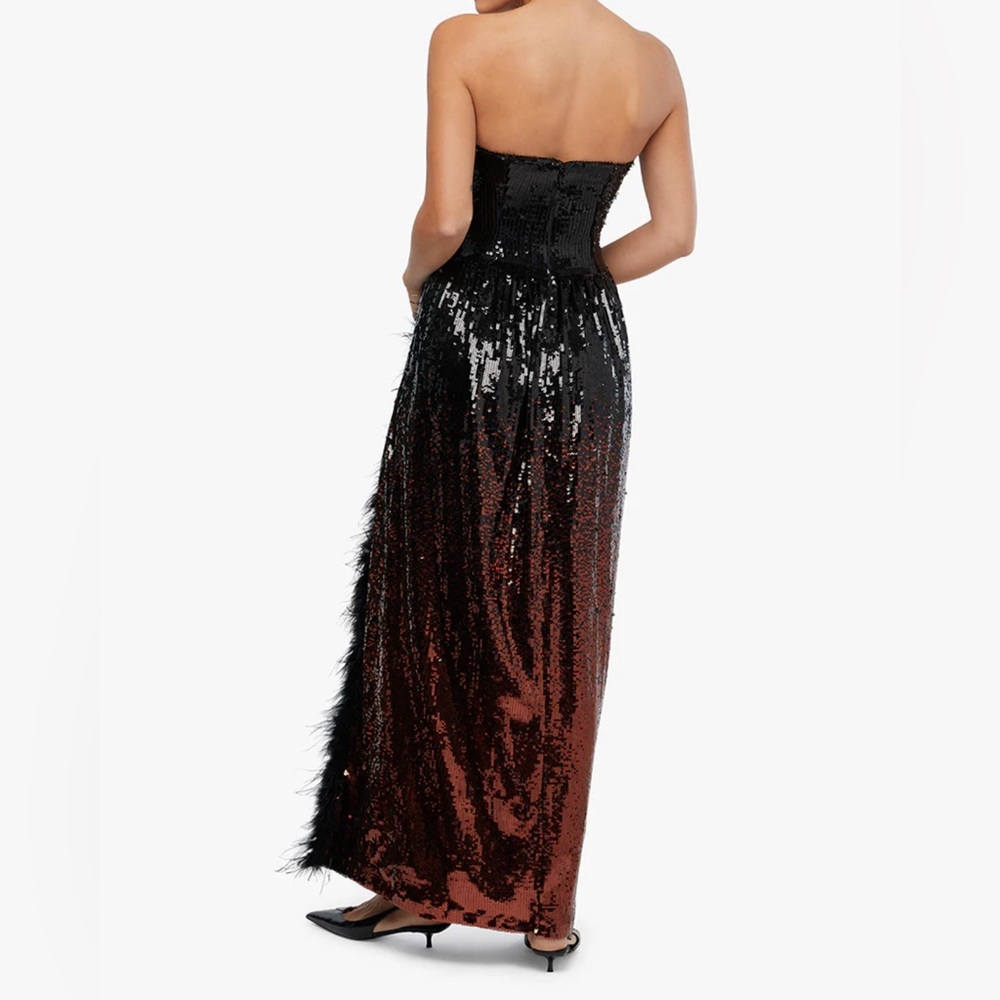 NWT WeWoreWhat Corset Feathered Gown - Picture 6 of 7